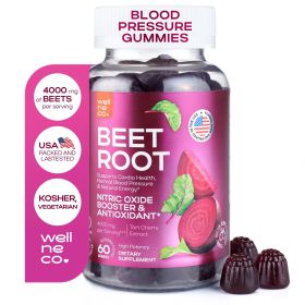 Beet Chews for High Blood Pressure Beet Root Gummies with Tart Cherry Extract Nitric Oxide Supplements Support Cardio Health and Energy Vegan No GMO P